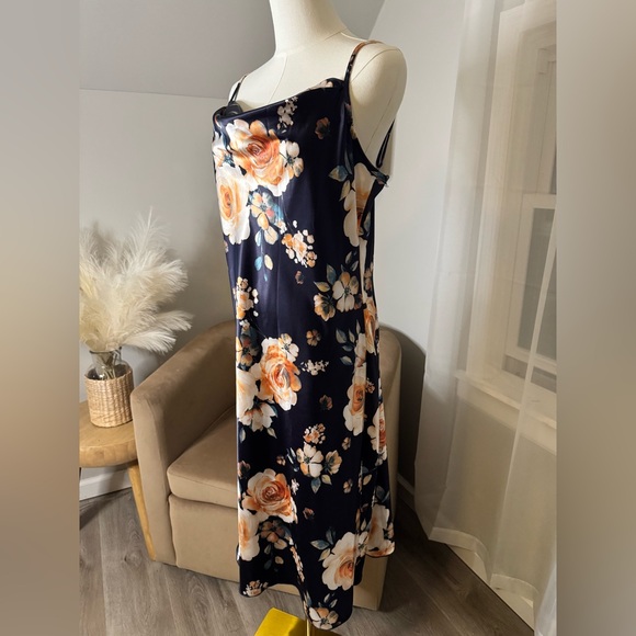 Bebe | Floral Satin Slip Midi Dress - Picture 2 of 8